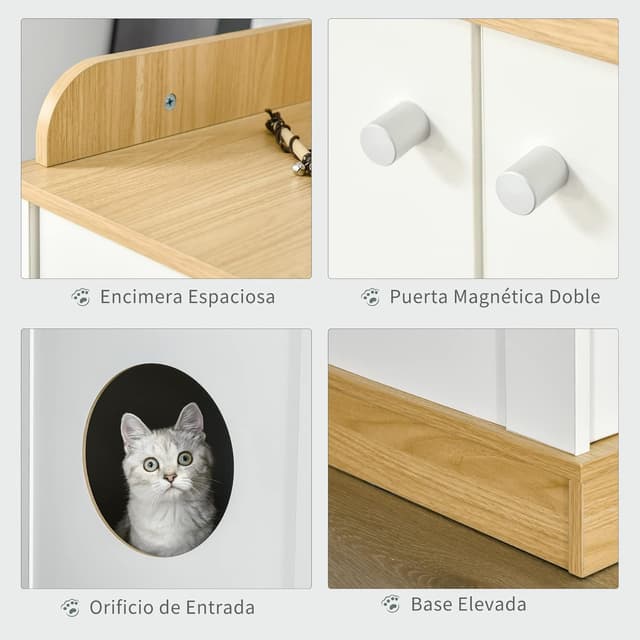 Thumbnail 2 de PawHut Casa para Gatos 2 en 1 Mueble Arenero