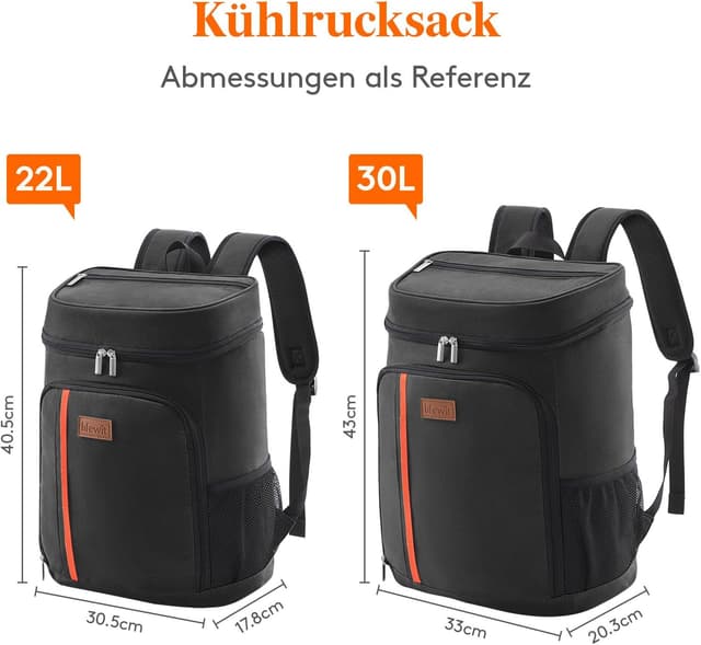 Thumbnail 6 de Lifewit 22L Kühlrucksack für 30 Dosen (30,5 x 17,8 x 40,5 cm) – auslaufsicher, isoliert, wasserdicht, schwarz