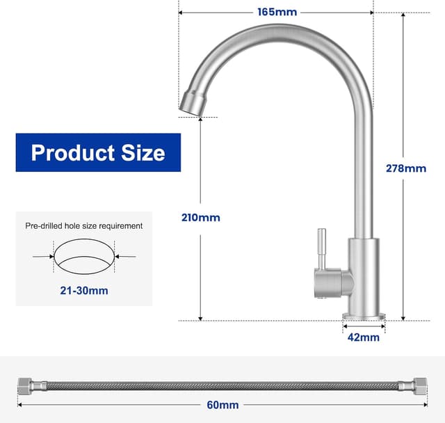 Thumbnail 1 de CECIPA Kaltwasserhahn Küche 60cm Anschlussschlauch