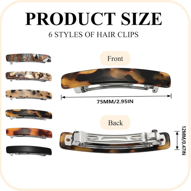 Detalle 2 de Aucuu 6 Pcs Barrette Cheveux 7,5 cm đ