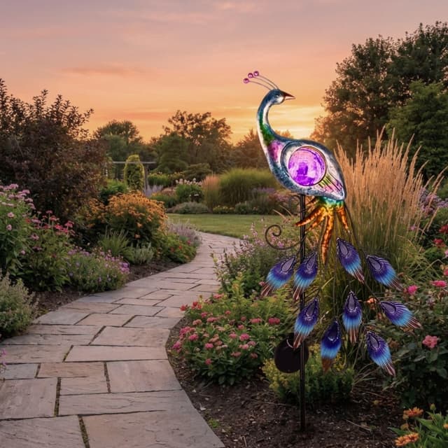 Thumbnail 1 de TERESA'S COLLECTIONS Garden Peacock Solar Light 24inch 🧪