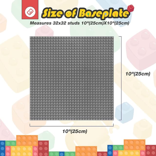 Thumbnail 6 de HUIZDQ 8 Pack Classic Baseplates Building Plates (10" x 10") in Grey