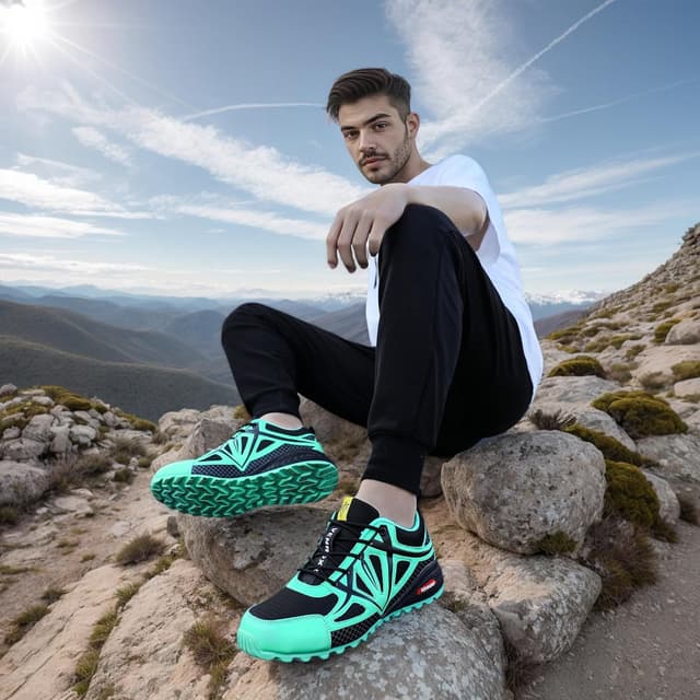 Detalle de VENROXX Traillaufschuhe Herren – leichte, atmungsaktive Outdoor-Wanderschuhe mit rutschfester Sohle (Gr. 39–48)