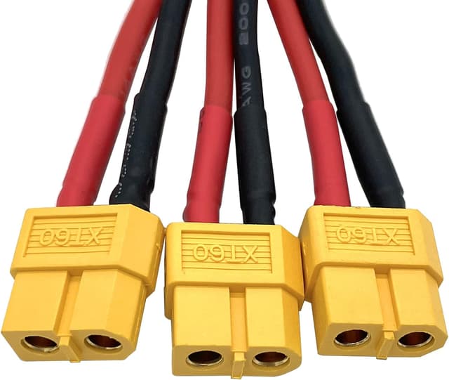 Detalle 2 de XT60 Parallel Battery Connector Cable Extension & 3-Way Splitter (Male to 3 Female) – 14AWG Silicone