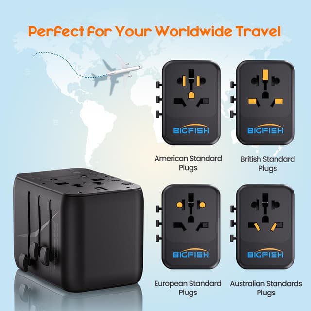 Detalle 2 de Bigfish Universal Travel Adapter with 2 USB‑C and 2 USB‑A