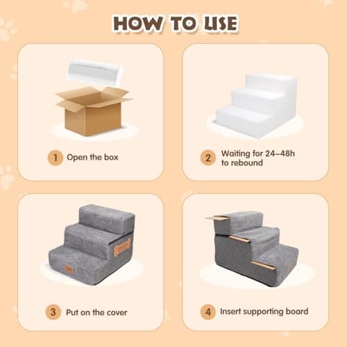 Detalle de Nobleza escalera para perros y rampa con 3 escalones y rodillo quitapelusas (para cama y sofá)