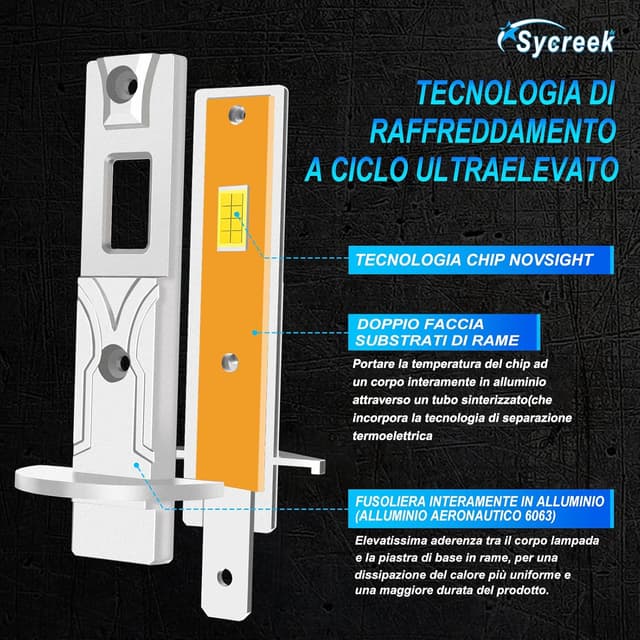 Detalle de Sycreek Lampadine LED H1 12V 6500K bianco freddo, 30.000 lm IP68 (plug-n-play)