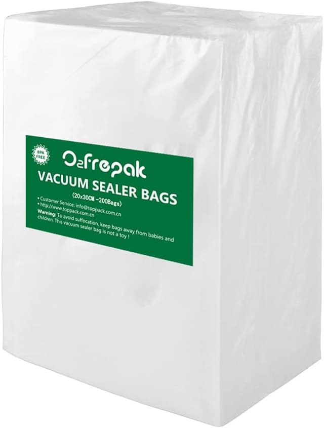 Detalle de O2frepak O2frepak 200 Count Textured Vacuum Sealer Bags (20x30cm) for Food, BPA Free
