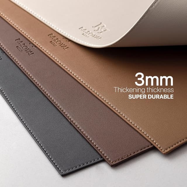 Detalle de Baroyal Faux Leather Placemats (Set of 6) — Vinyl Washable, Heat-Resistant Table Mats, Cream White