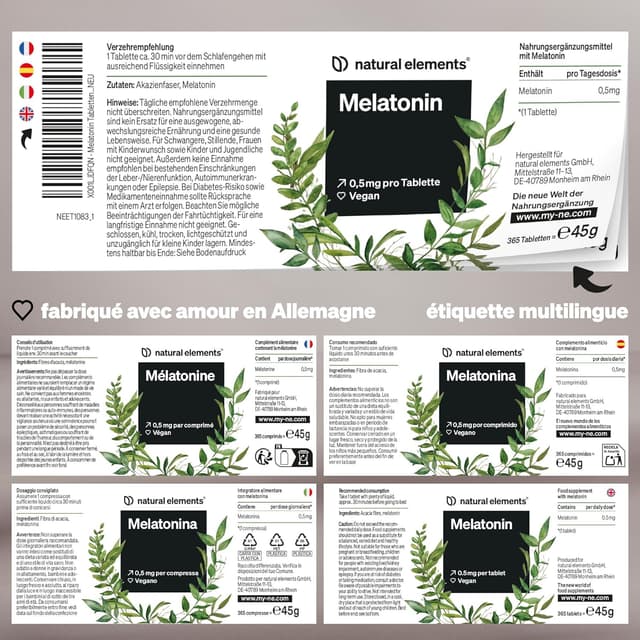 Detalle de Mélatonine – 365 comprimés (12 mois) – Complément Pur