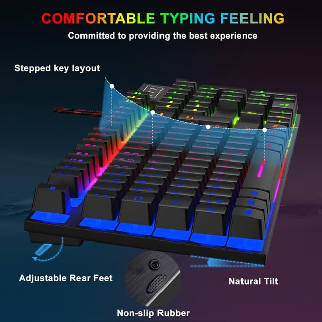 Detalle de Rewurnth Gaming Tastatur Set 104 Tasten