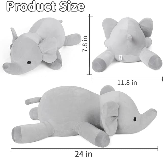 Thumbnail 6 de Elephant Weighted Stuffed Animal (24in, 4.2lbs) Plush Elephant by Elephant Weighted Stuffed Animals