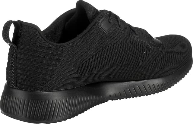 Detalle de Skechers Bobs Squad Tough Talk para mujer (Black Engineered Knit Trim) con suela de caucho