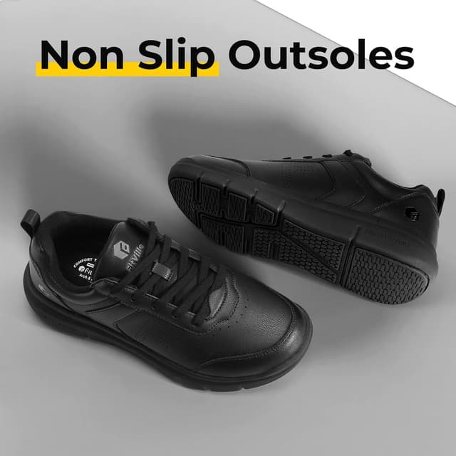 Detalle de FitVille Extra Weit Freizeitschuhe Herren – superweiche vegane Leder-Sneaker für Business & Alltag