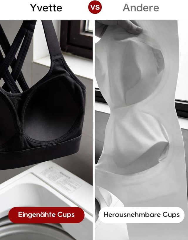 Detalle de Yvette Sport Sport-BH mit starkem Halt, verstellbaren Trägern & gekreuztem Rücken – für große Größen