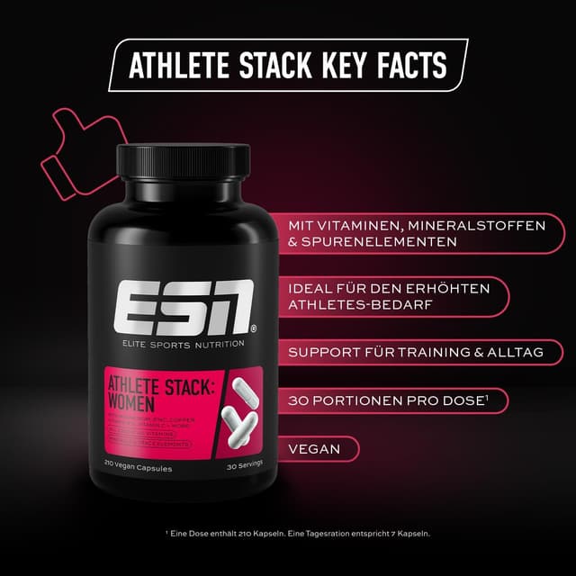 Detalle de ESN Athlete Stack Women 210 Kapseln