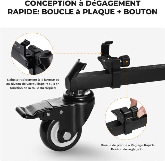 Detalle de K&F Concept Dolly Trépied robuste à roulettes (support universel) jusqu’à 20 kg