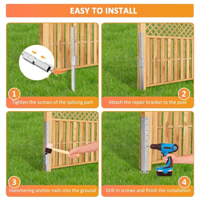 Detalle 2 de Fence post repair pack of 4 anchor spikes