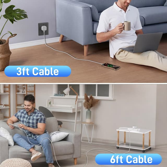 Thumbnail 6 de 20W USB-C Fast Charger Plug (iPhone 17/16/15) with 1M+2M USB-C to USB-C Cable – UK Power Adapter