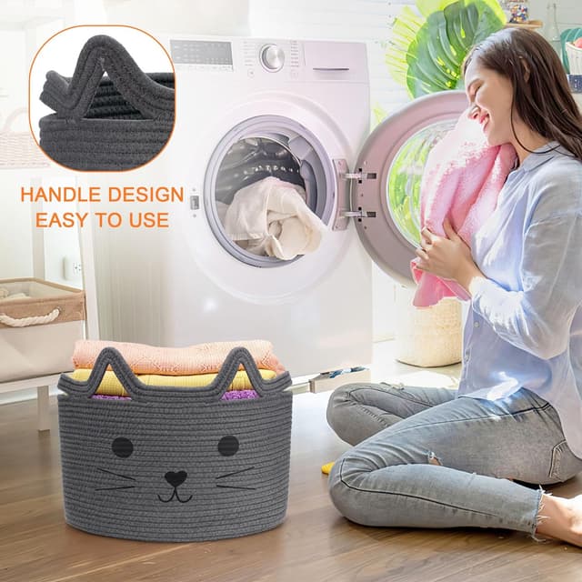 Detalle 2 de Goodheim Cesto portaoggetti in cotone gatto grigio