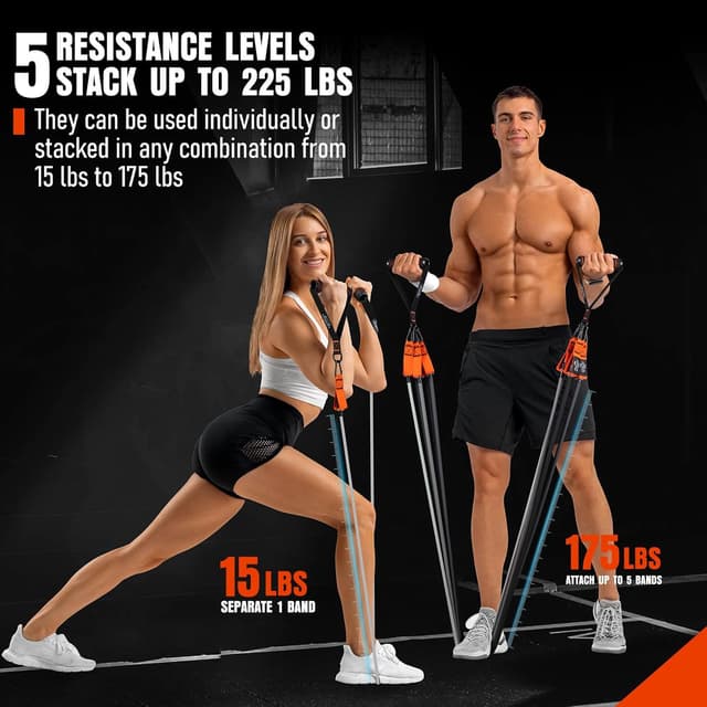 Thumbnail 4 de 175lb Resistance Bands with Handles 🏋️♀