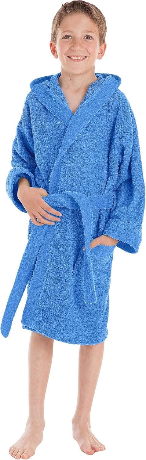 Detalle de LEBENGOOD accappatoio bambino e bambina in 100% cotone con cappuccio, 2 tasche e cintura (unisex)