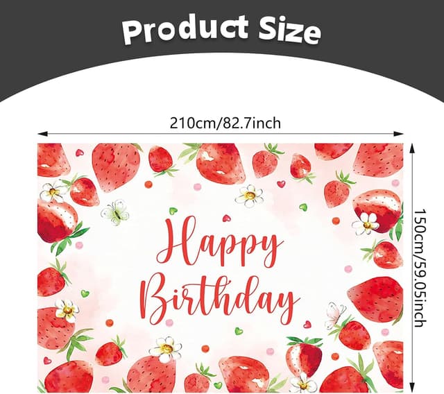 Thumbnail 3 de APROPHIC Erdbeer-Geburtstagsbanner 2,1×1,5 m 🎉