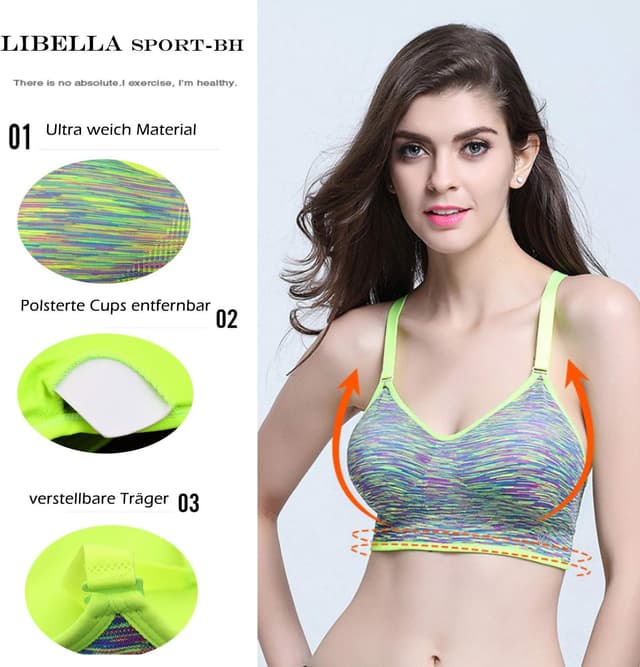 Detalle de Libella Reggiseno push up sportivo push-up bustier con sostegno forte 3714 (fitness top, imbottito)