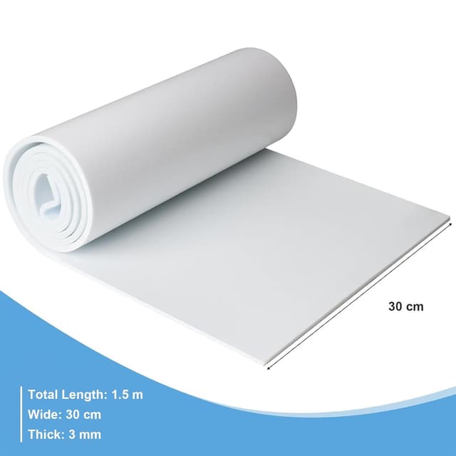 Detalle de Vefhby selbstklebende Schaumstoffplatte aus Neopren (300 mm x 3 mm x 1,5 m) für Dichtungen, Schalldämmung & Pufferung – weiß