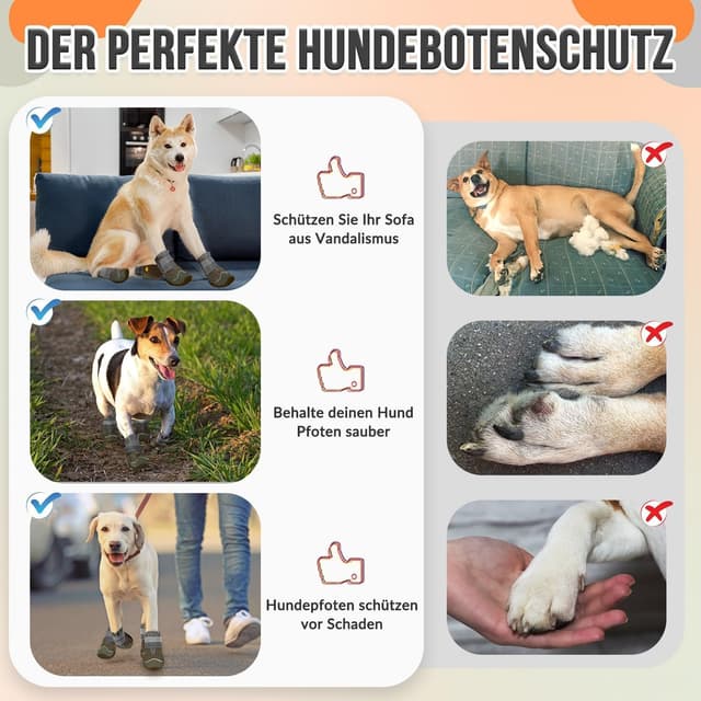Thumbnail 6 de SlowTon Hundeschuhe Pfotenschutz (4 Stück) – atmungsaktive Outdoor-Schuhe mit rutschfester Sohle