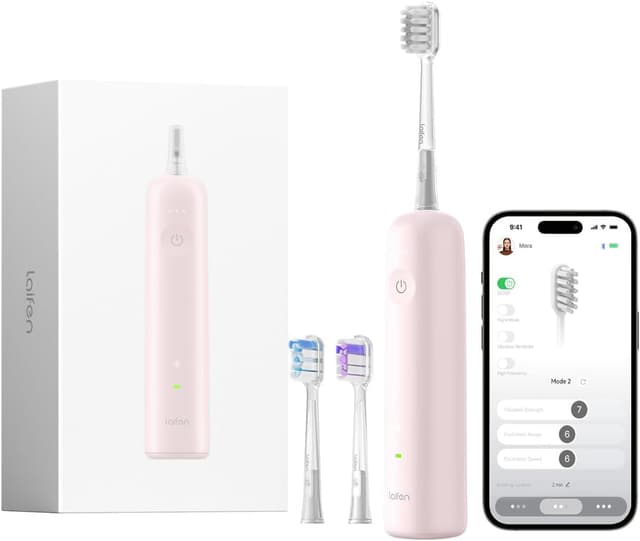 Detalle de Laifen Wave elektrische Zahnbürste mit Oszillation & Vibration, magnetisch wiederaufladbar (IPX7) und 3 Bürstenköpfen – ABS Rosa