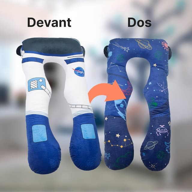 Detalle 2 de MAKOSAS Oreiller Confort Enfant 4-12 ans en U ergonomique, compagnon de sommeil pour junior