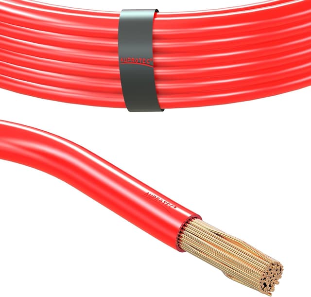 Detalle de Fil électrique automobile 10 mm² (rouge) Auprotec, câble de batterie en cuivre recuit