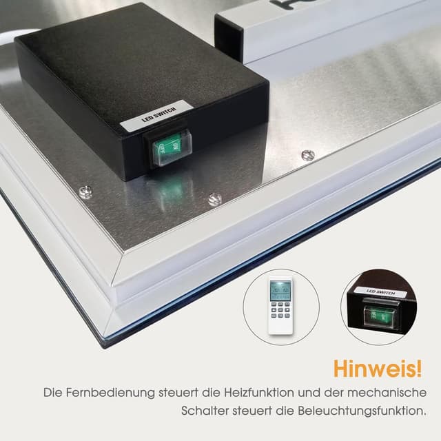 Detalle de Riscaldatore a infrarossi per specchio da bagno con termostato e LED, 450 W (80x60 cm)