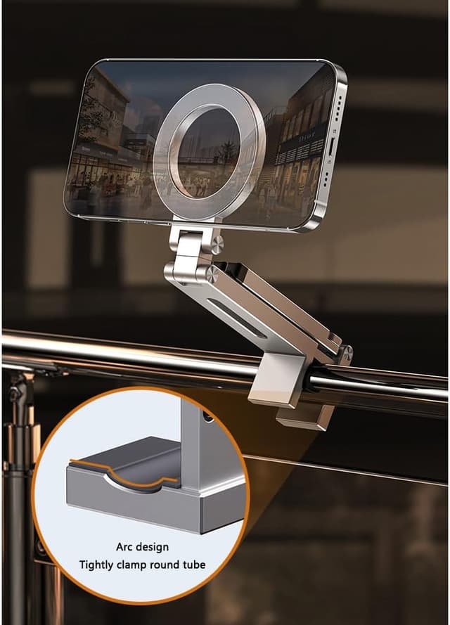 Thumbnail 6 de MagSefa Magnetic Phone Tripod Stand with N52 Magnet (Silver) – universal clip mount, 360° adjustable