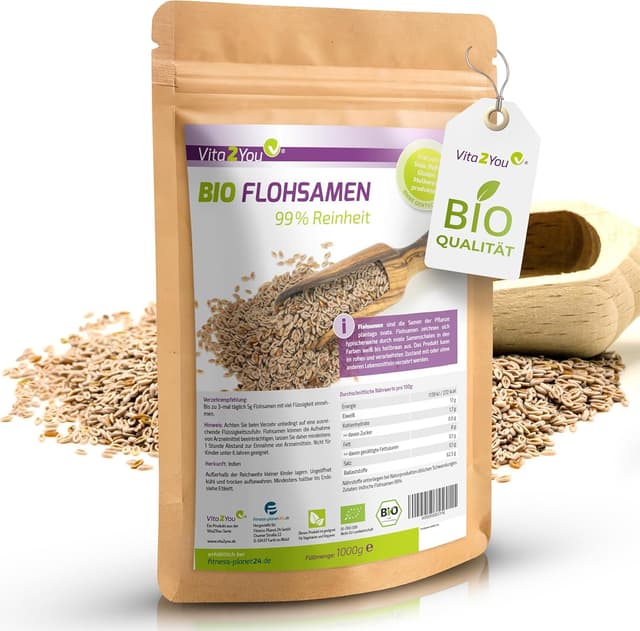 Imagen de Vita2You Flohsamen 1 kg 99% Reinheit đ± en OfertitasTOP