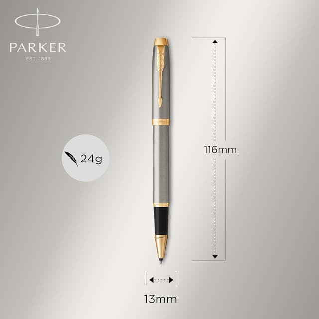 Detalle de Parker IM Rollerball Pen in Brushed Metal with Fine Point Black Ink (Gift Box)