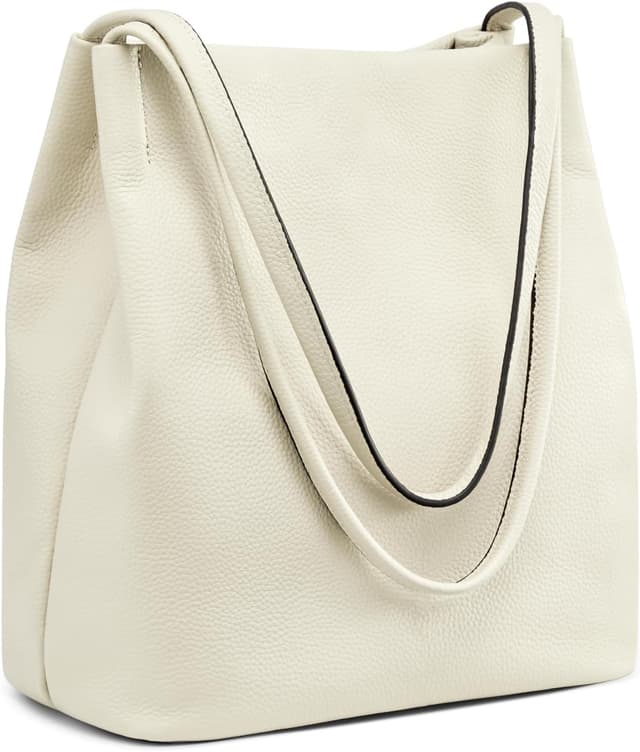 Detalle de Kattee Genuine Leather Shoulder Tote Bag with Magnetic Closure (fits 9.7-inch tablet)