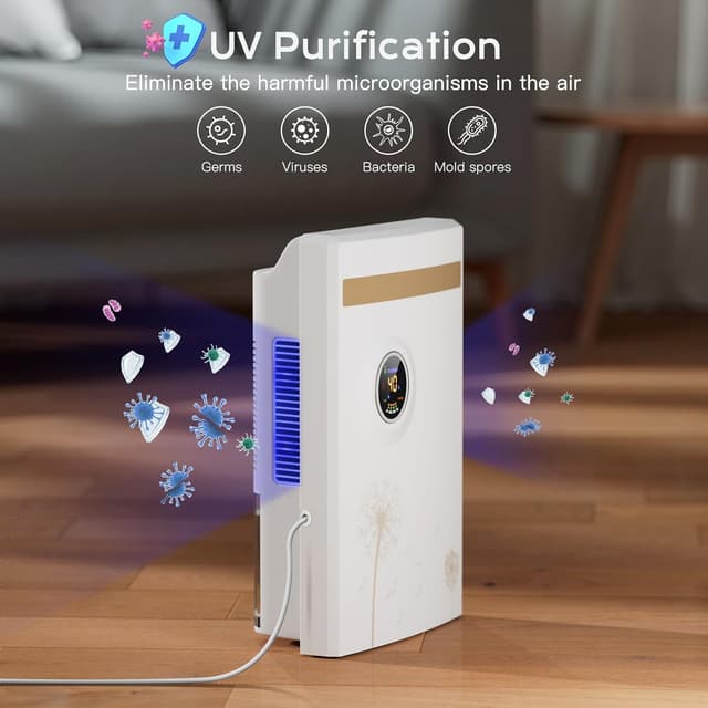 Detalle de Dehumidifier for Home 2.2L (GB-100) – Electric Dehumidifier with UV Purification, 1–24 Hour Timer & Remote Control