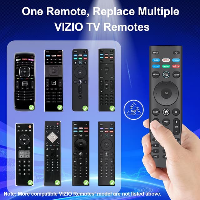 Detalle de ZYK Pack of 2 Universal Vizio Smart TV Remote Replacements (IR, No Setup) with 6 Shortcut Buttons
