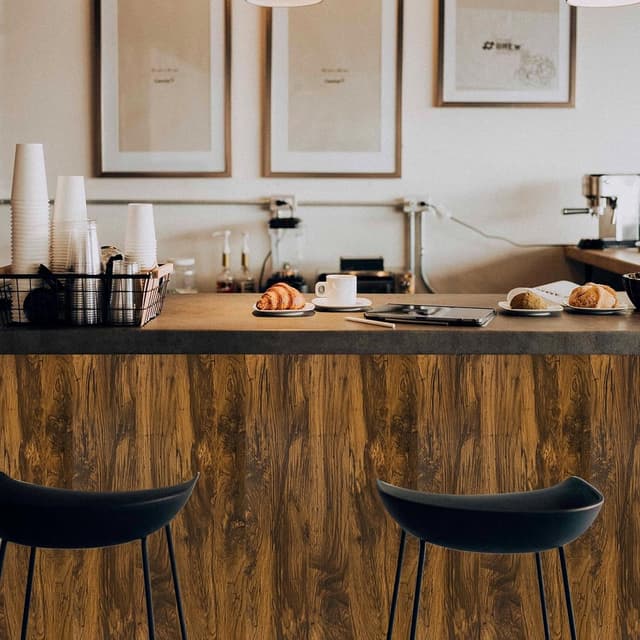 Detalle de Abyssaly Wood Effect Sticky Back Plastic Roll – Oak Brown Peel and Stick Vinyl Wallpaper (90cm x 600cm)