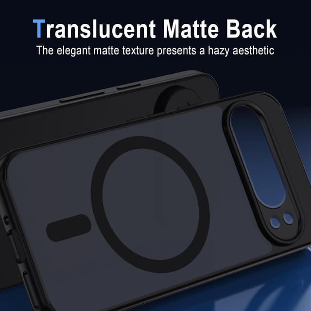 Detalle 2 de XTCASE Coque magnétique pour Google Pixel 9 Pro XL compatible MagSafe – dos translucide mat, noir