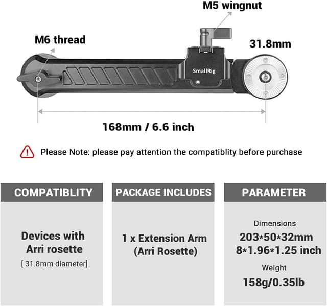 Thumbnail 6 de SmallRig Rosette Extension Arm for Sony FS5 / FS7 Grip – ARRI 1870 (1870)