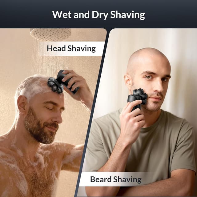 Detalle de HiBig 7D Arc Magnetic Detachable Electric Razor Kit for Bald Men (IPX7, 5-in-1)