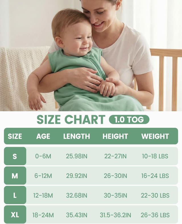 Thumbnail 6 de WYTbaby 2er Pack Baby-Schlafsäcke 1,5 Tog aus 100% Baumwolle (0–24 Monate)