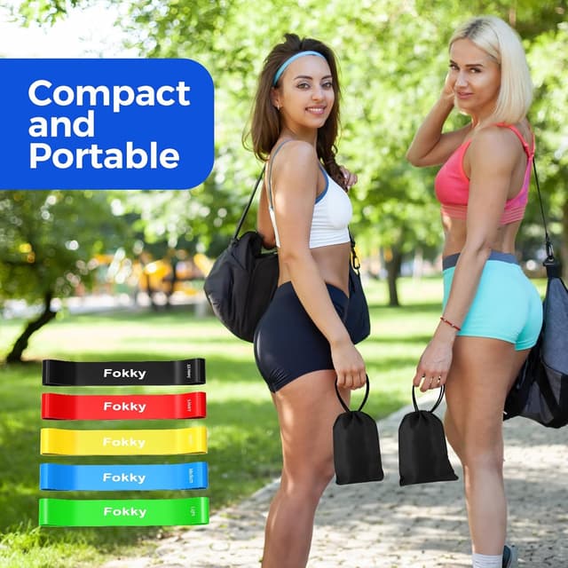 Thumbnail 6 de Fokky Resistance Bands (Set of 5) – 100% latex loop bands with 5 resistance levels and carry bag