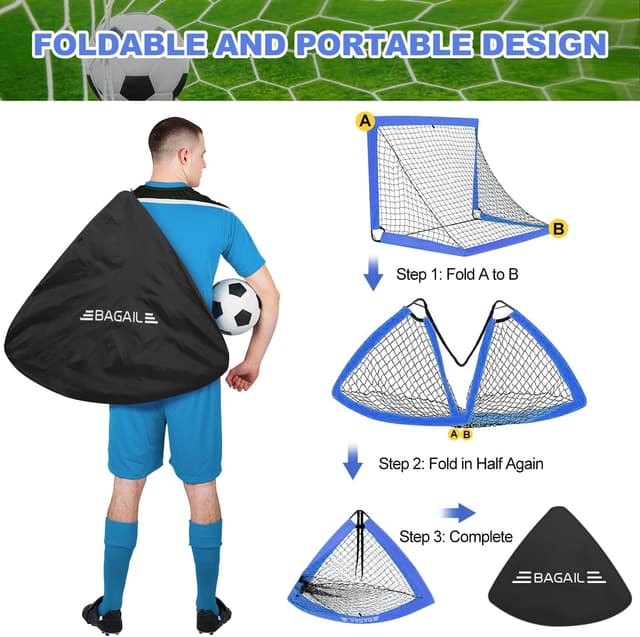 Detalle 1 de Bagail Football Goal rete calcio pop up 120×90×90 cm