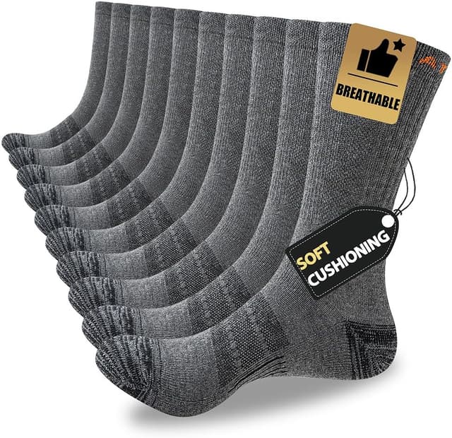 Thumbnail 5 de JOYNÉE 5/10 Pairs Men’s Lightweight Athletic Crew Cushioned Work Boot Socks