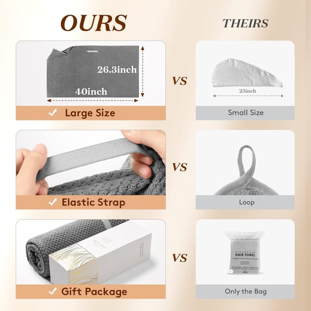 Detalle 2 de YFONG Large Hair Towel Wrap 26.3" x 40
