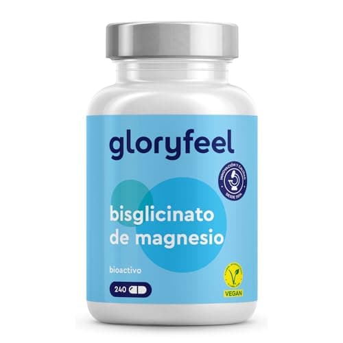 Detalle de Gloryfeel Glicinato de Magnesio (bisglicinato) 240 cápsulas, 400 mg de magnesio elemental/día